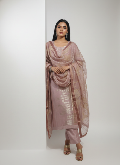 Semi Stitched Formal Chanderi Suitset