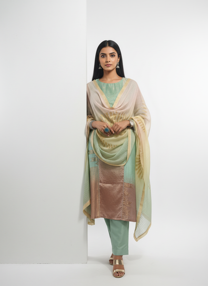 Semi Stitched Formal Chanderi Suitset