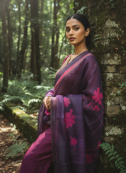 Printed silk linen Dupatta