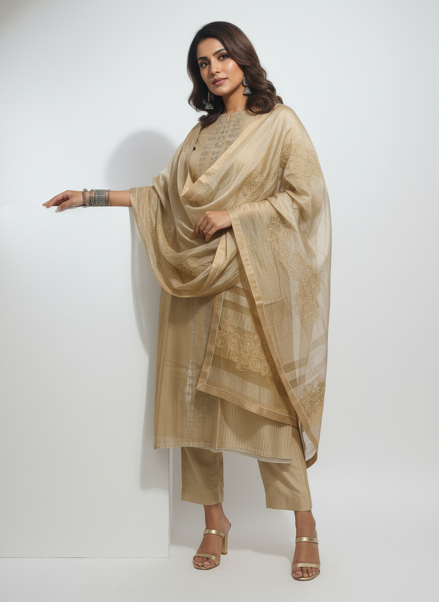Semi Stitched Formal Chanderi Suitset