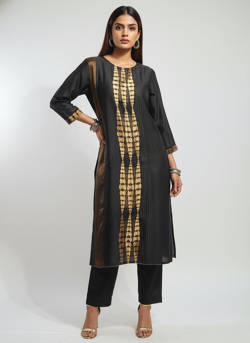 Semi Stitched Formal chanderi Kurta