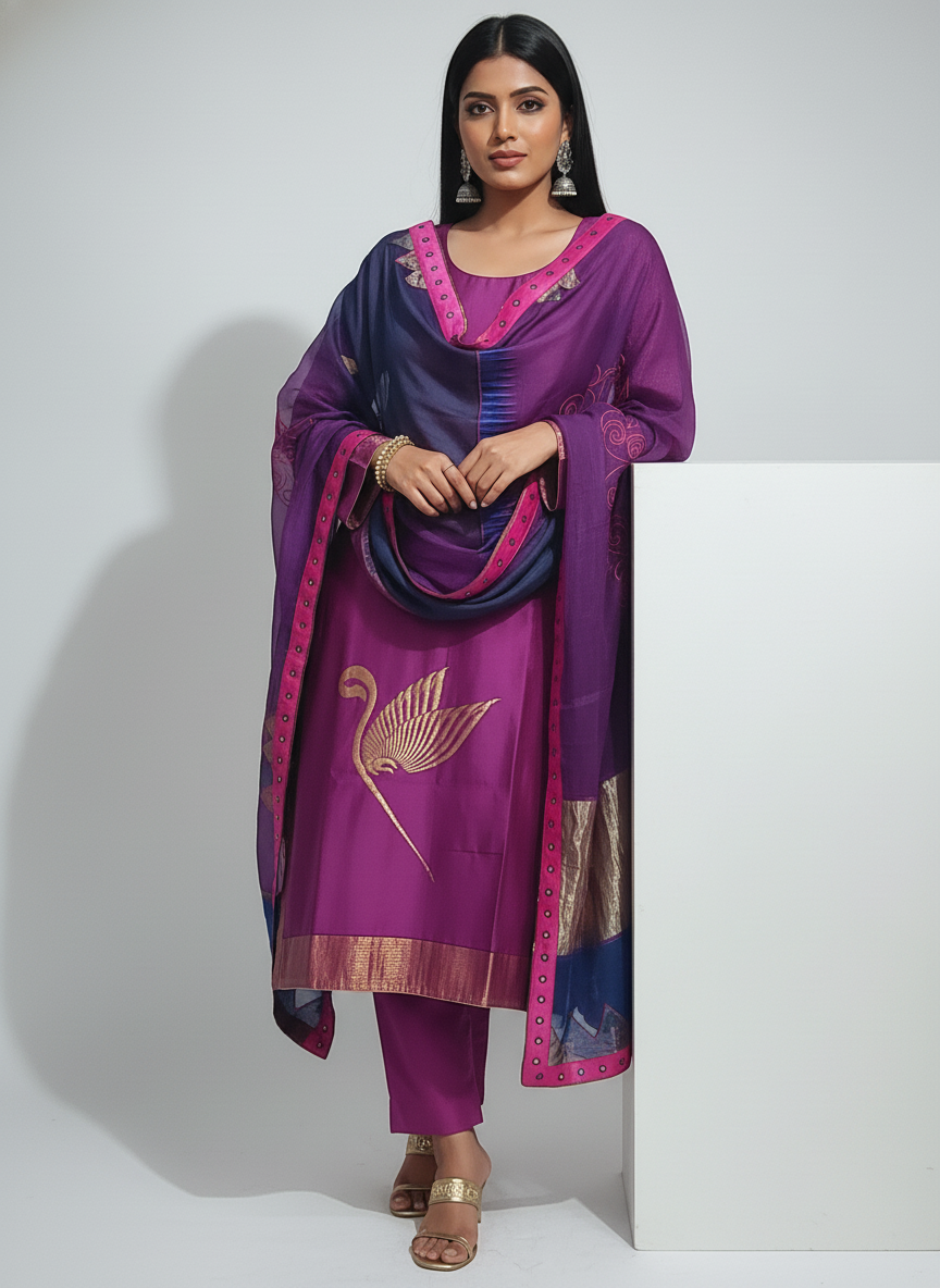 Semi Stitched Formal Chanderi Suitset