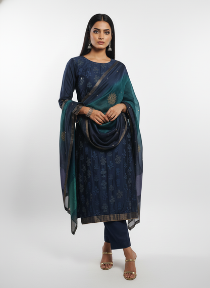 Semi Stitched Formal Chanderi Suitset