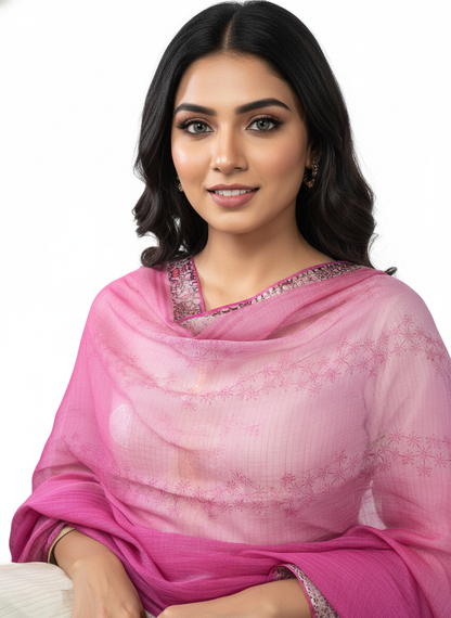 Semi Stitched Chanderi Casual Suitset