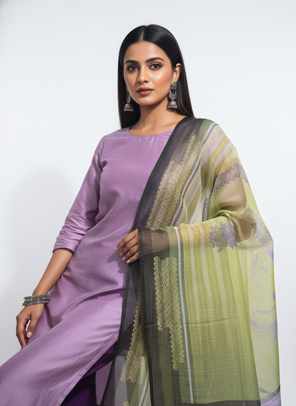 Printed silk linen Dupatta