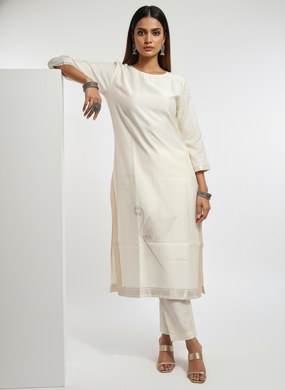 Semi Stitched Formal chanderi Kurta
