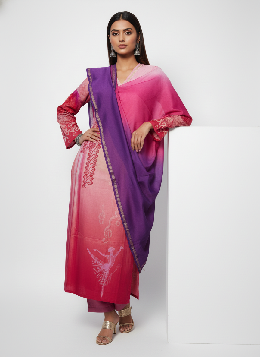 Semi Stitched Cotton Suitset