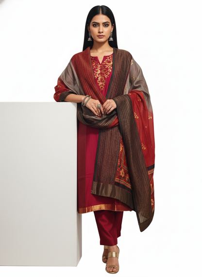 Semi Stitched Formal Chanderi Suitset