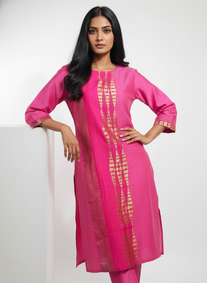 Semi Stitched Formal chanderi Kurta