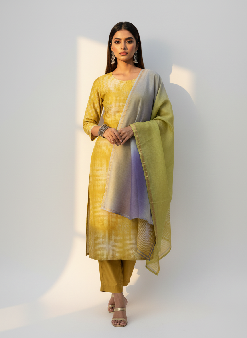 Semi Stitched Cotton Casual Suitset