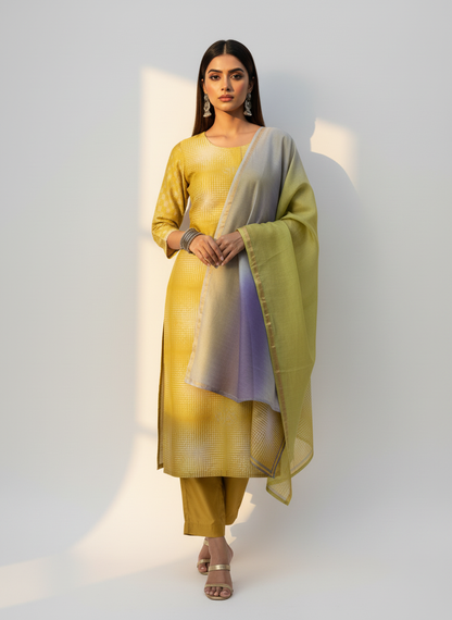 Semi Stitched Cotton Casual Suitset