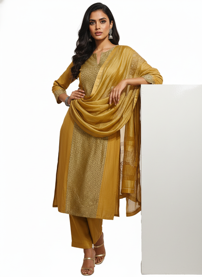 Semi Stitched Formal Chanderi Suitset