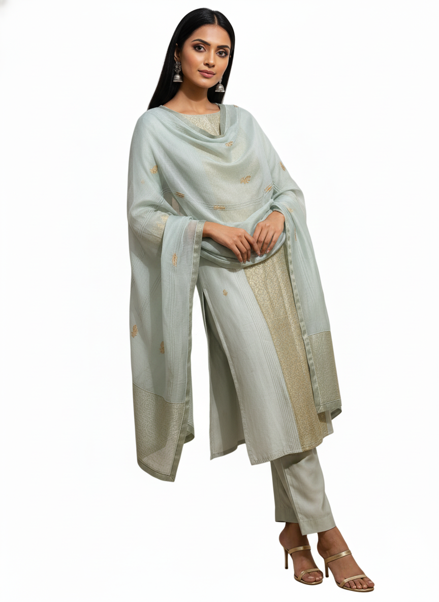 Semi Stitched Formal Chanderi Suitset