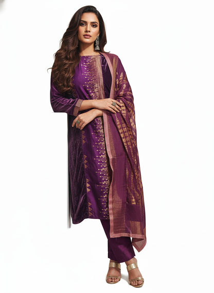 Semi Stitched Formal velvet Suitset