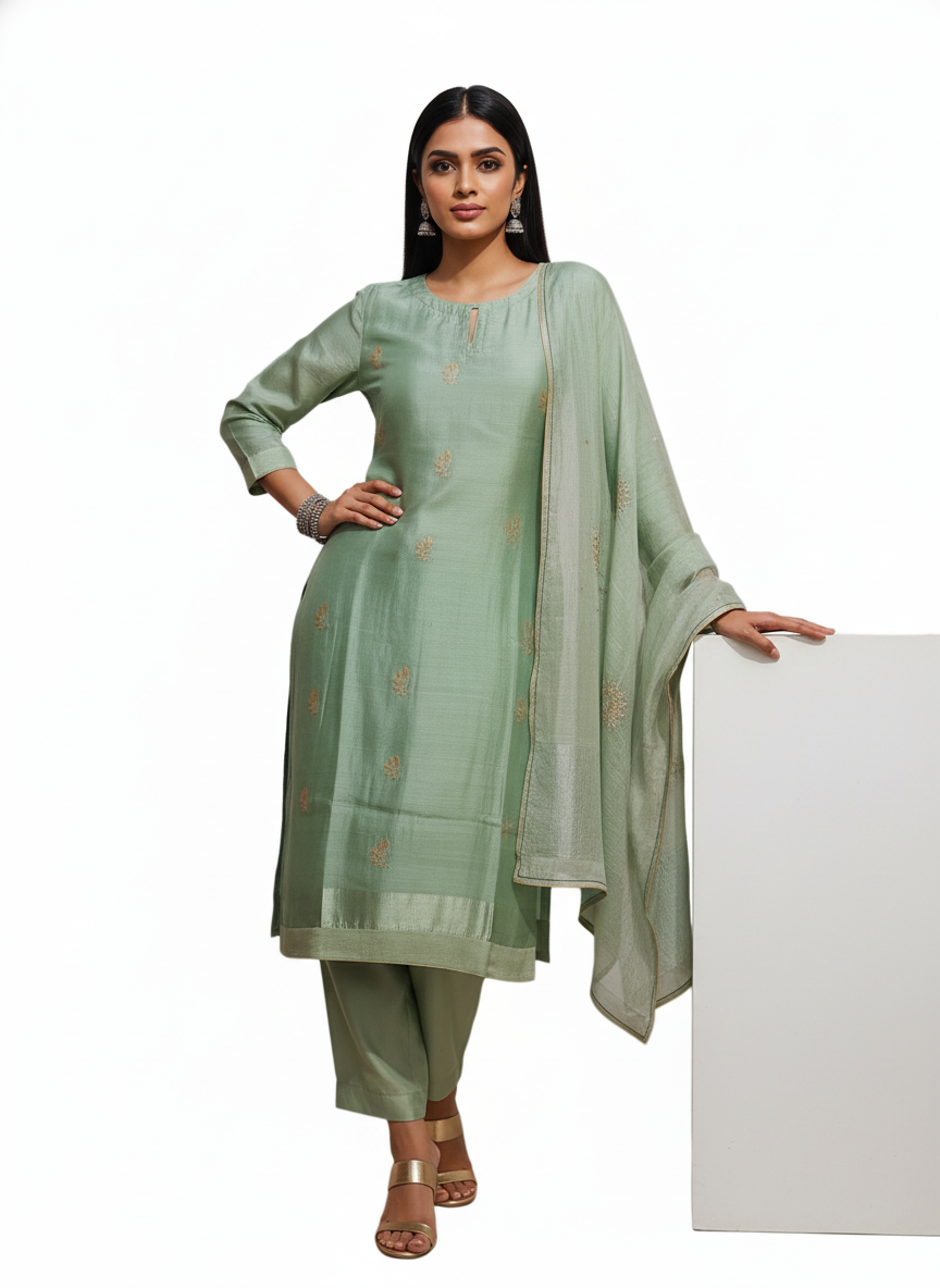 Semi Stitched Formal Chanderi Suitset