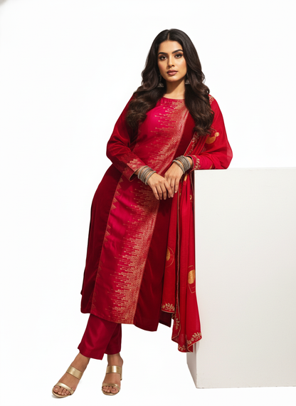 Semi Stitched Formal velvet Suitset