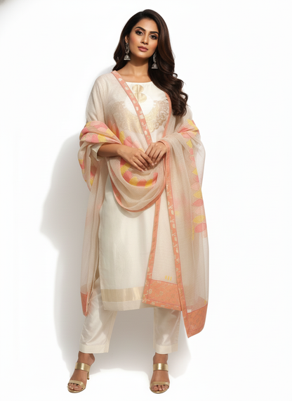 Semi Stitched Formal chanderi Suitset