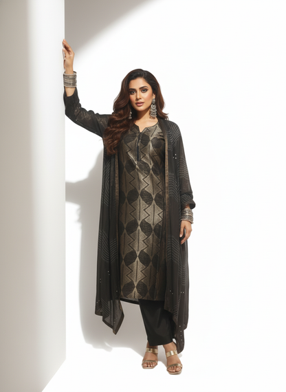 Semi Stitched Formal chanderi Suitset