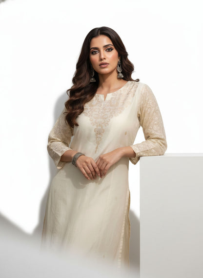 Semi Stitched Formal chanderi Suitset