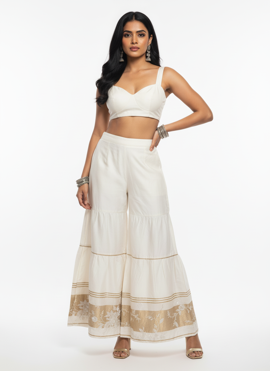 Formal chanderi Embroidered Palazzo pant