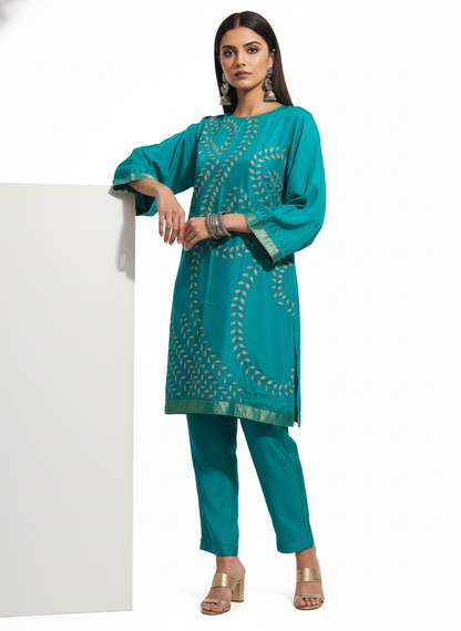 Semi Stitched silk cutwork applique Short Tunic