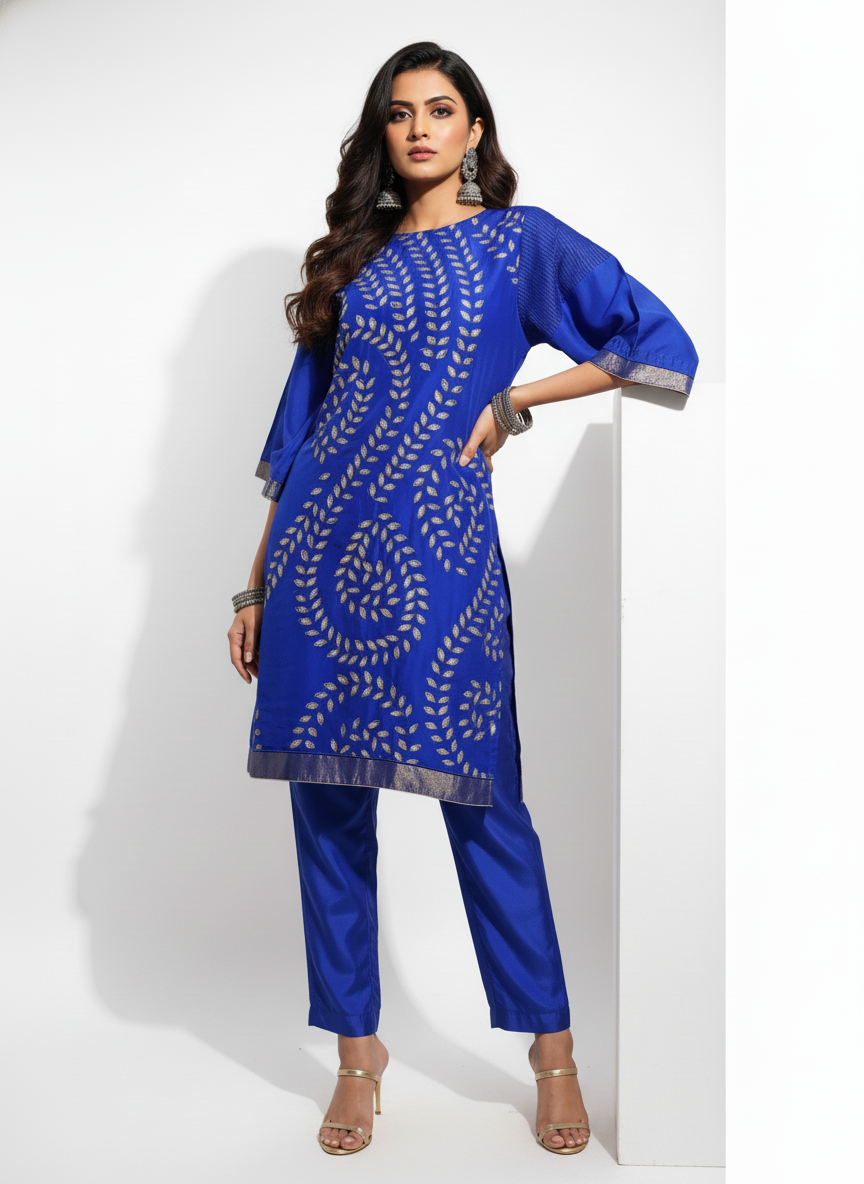 Semi Stitched silk cutwork applique Short Tunic