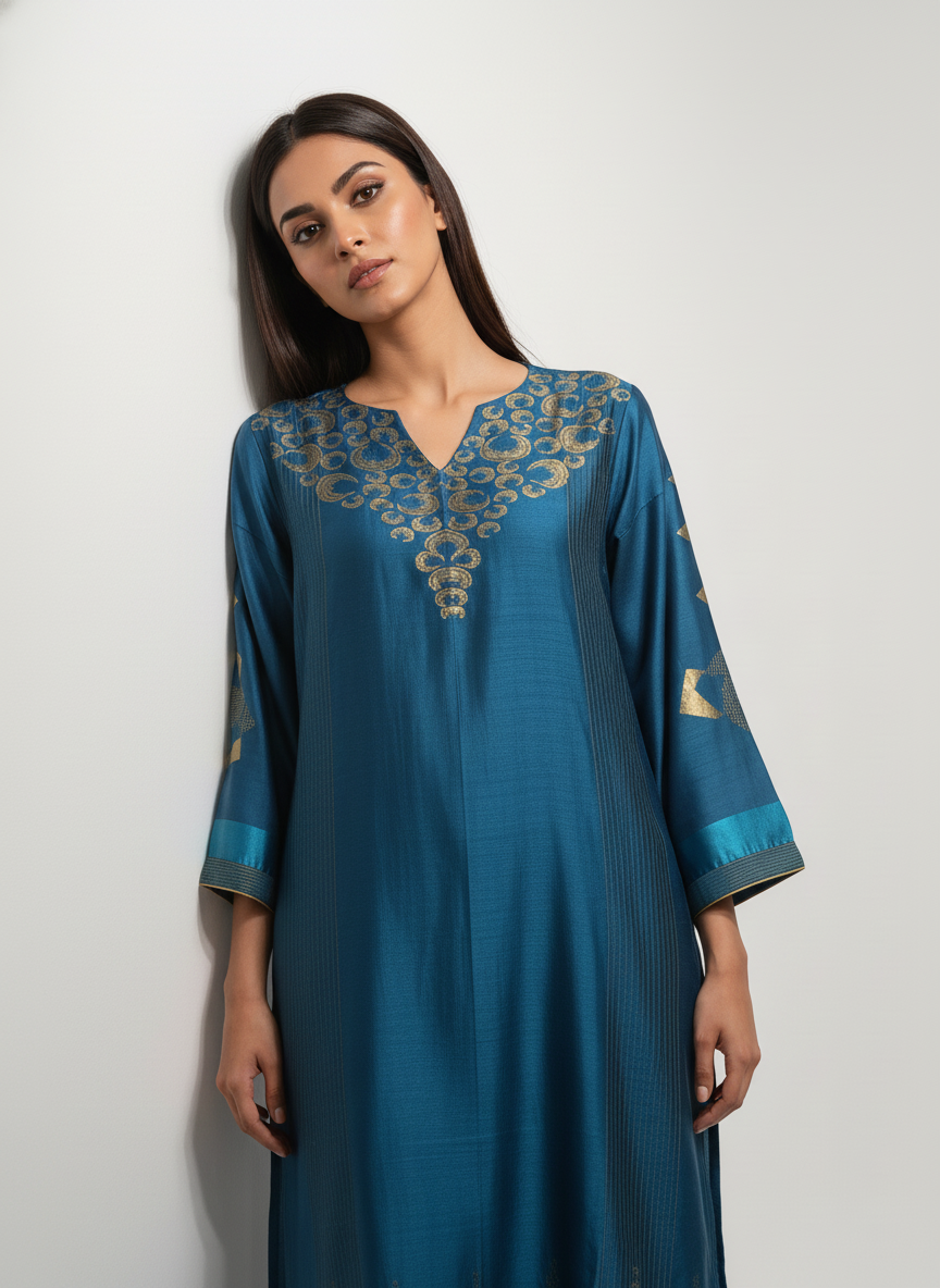 Semi Stitched Formal chanderi Kurta