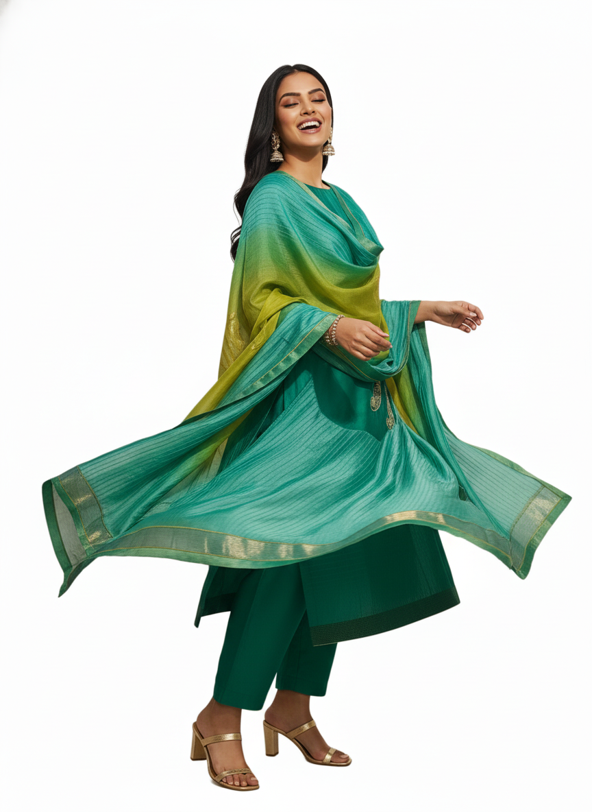 Semi Stitched Formal chanderi Suitset