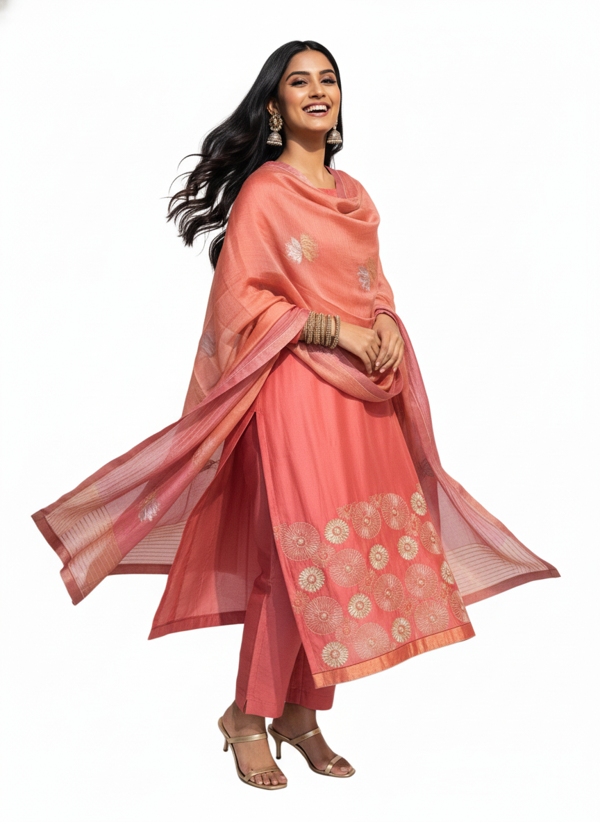 Semi Stitched Formal Chanderi Suitset