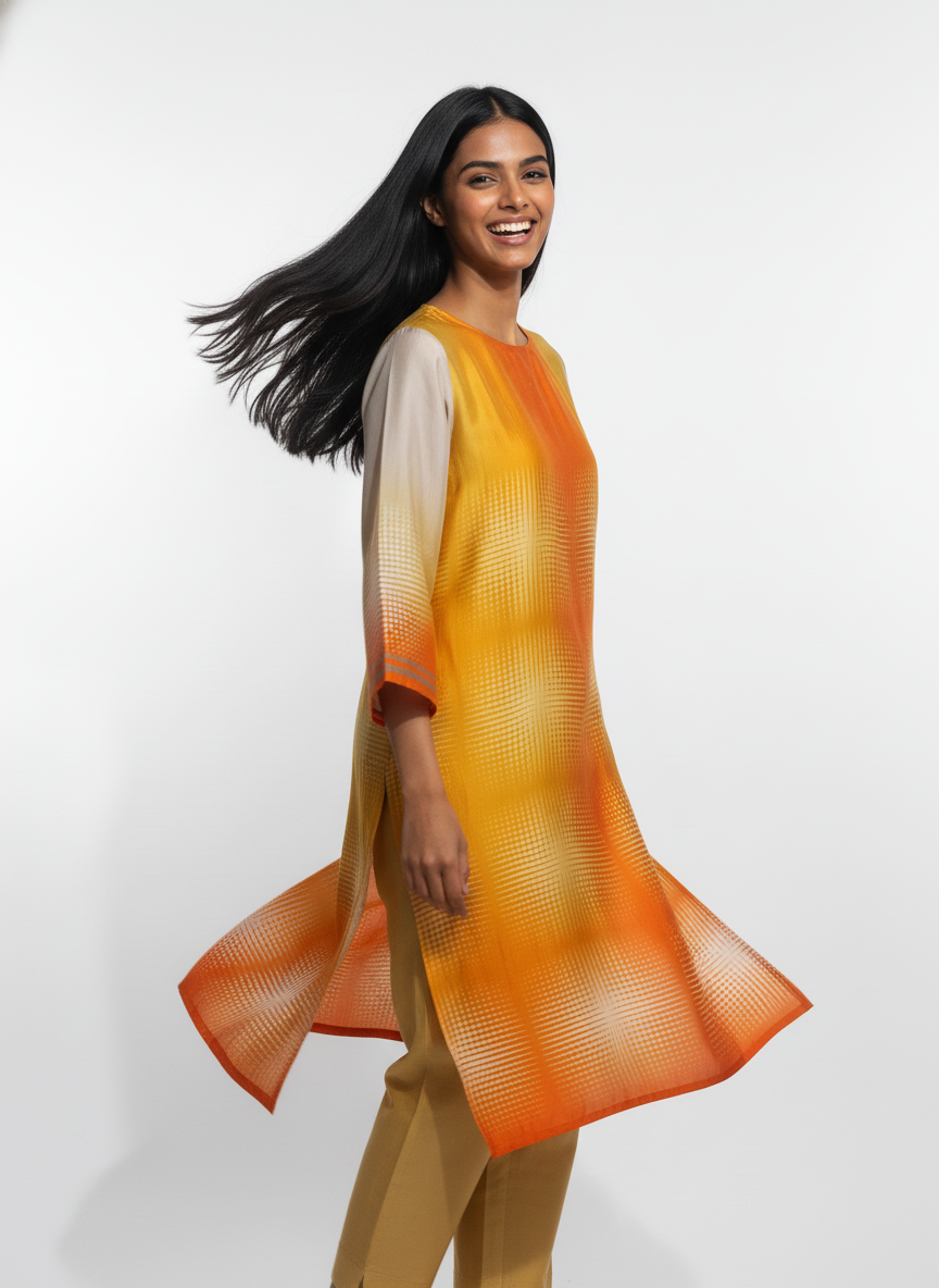 Semi Stitched Chanderi Kurta