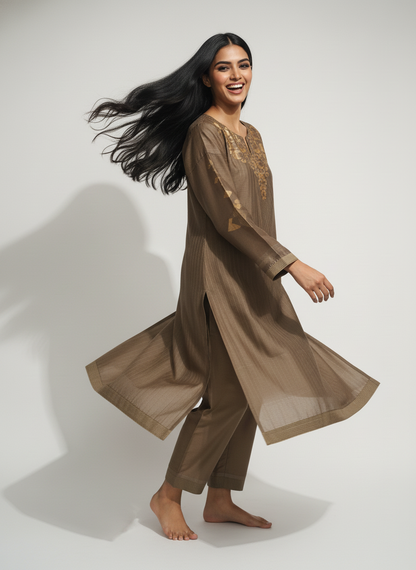 Semi Stitched Formal chanderi Kurta