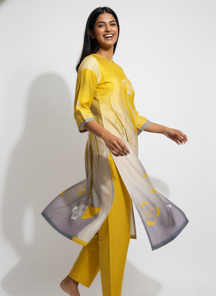 Semi Stitched Chanderi Kurta