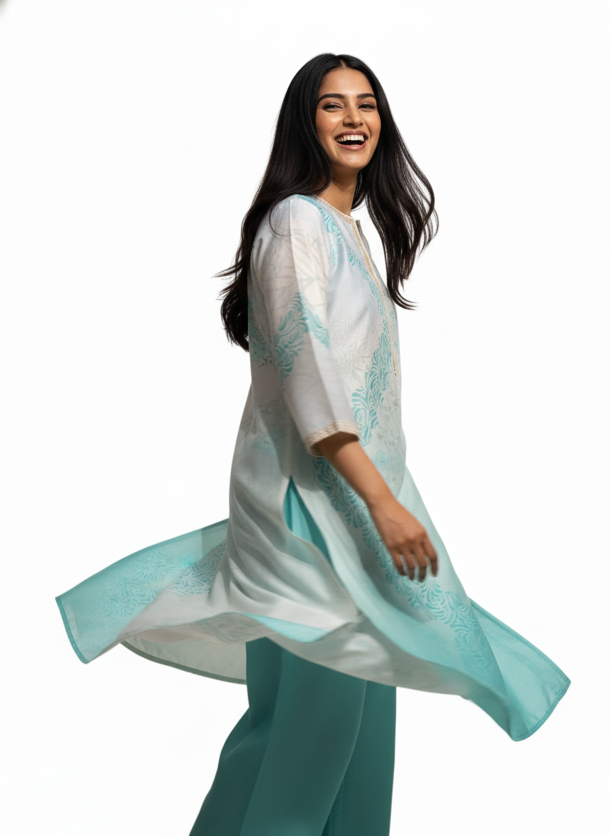 Semi Stitched Chanderi Kurta