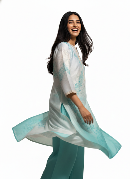 Semi Stitched Chanderi Kurta