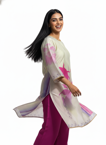 Semi Stitched Chanderi Kurta