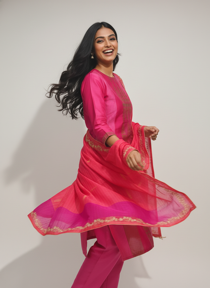 Semi Stitched Formal Chanderi Suitset