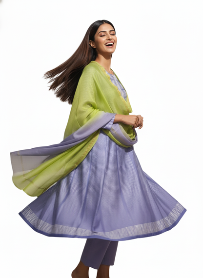 Semi Stitched Chanderi Casual Suitset