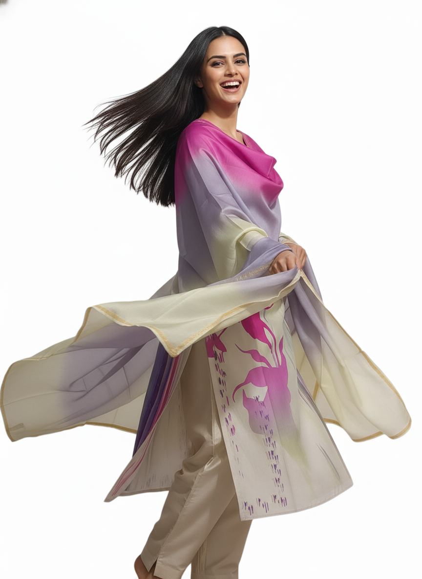 Semi Stitched Chanderi Casual Suitset