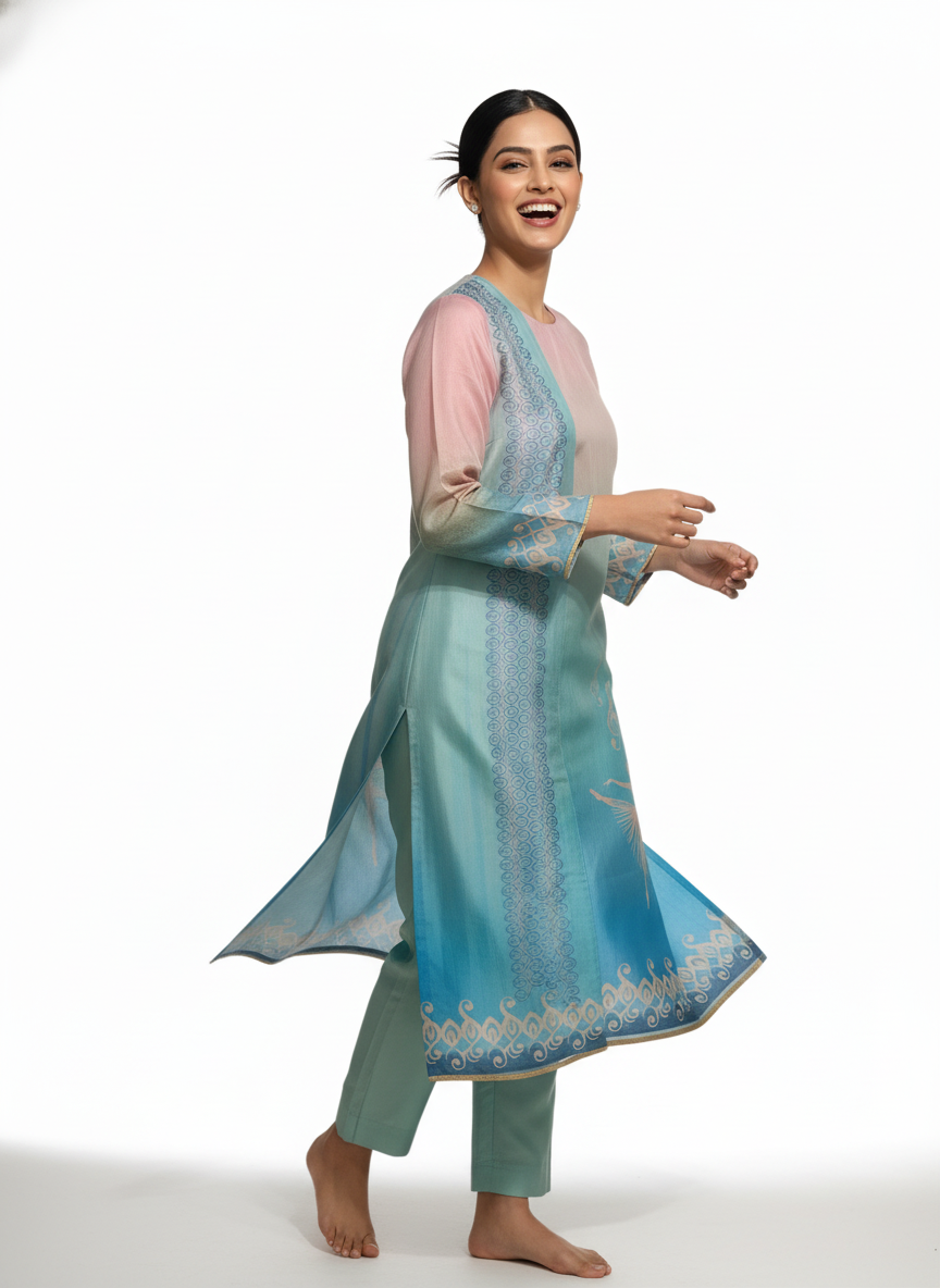 Semi Stitched Chanderi Kurta