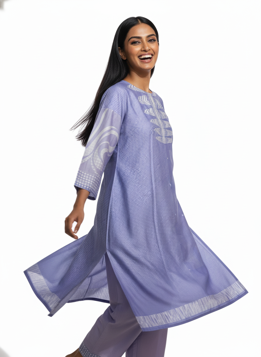 Semi Stitched Chanderi kurta