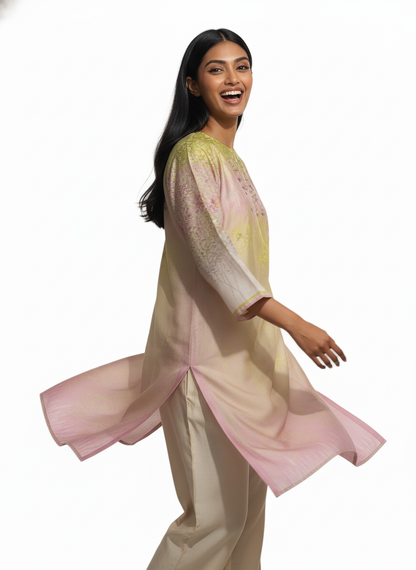 Semi Stitched Chanderi Kurta