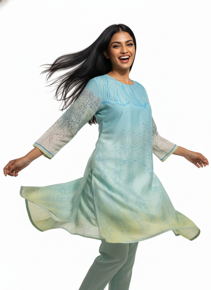 Semi Stitched Chanderi Kurta