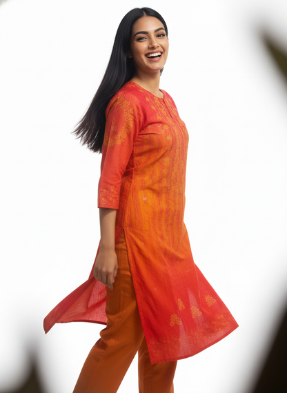 Semi Stitched Chanderi Kurta