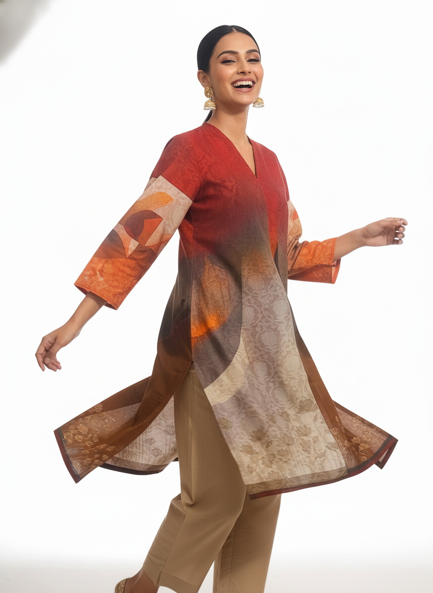 Semi Stitched Chanderi Kurta