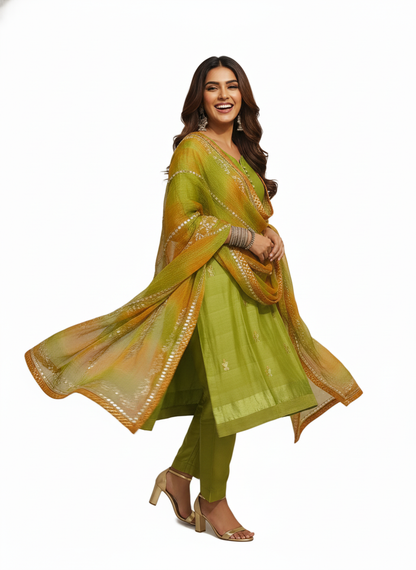 Semi Stitched Formal chanderi Suitset