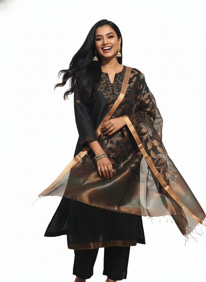 Semi Stitched Formal chanderi Suitset