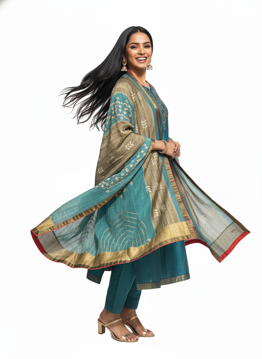 Semi Stitched Formal Chanderi Suitset