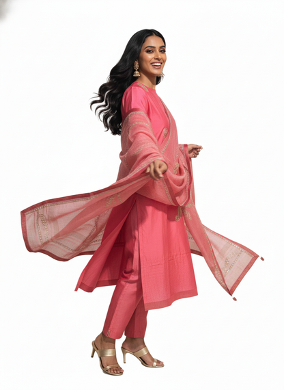 Semi Stitched Formal Chanderi Suitset