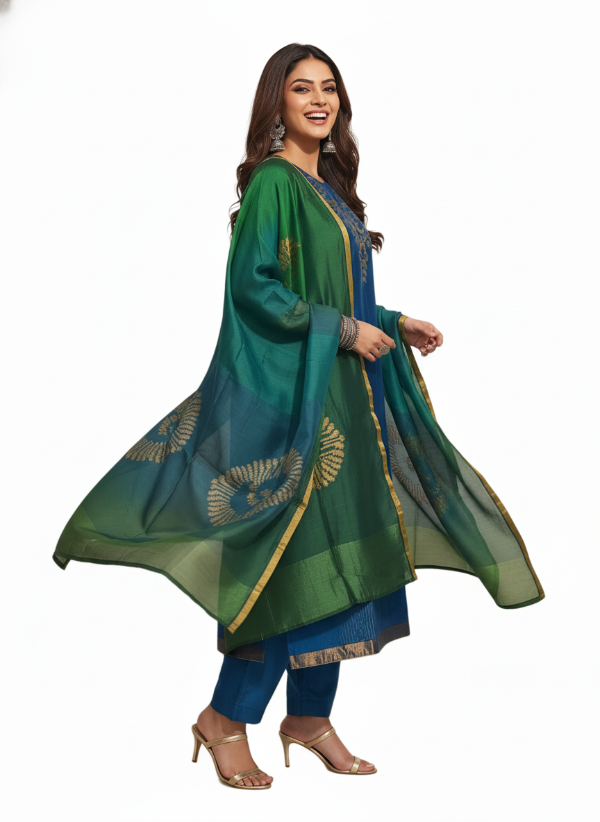 Semi Stitched Formal chanderi Suitset