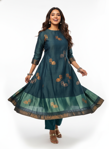 Semi Stitched Formal chanderi Kurta